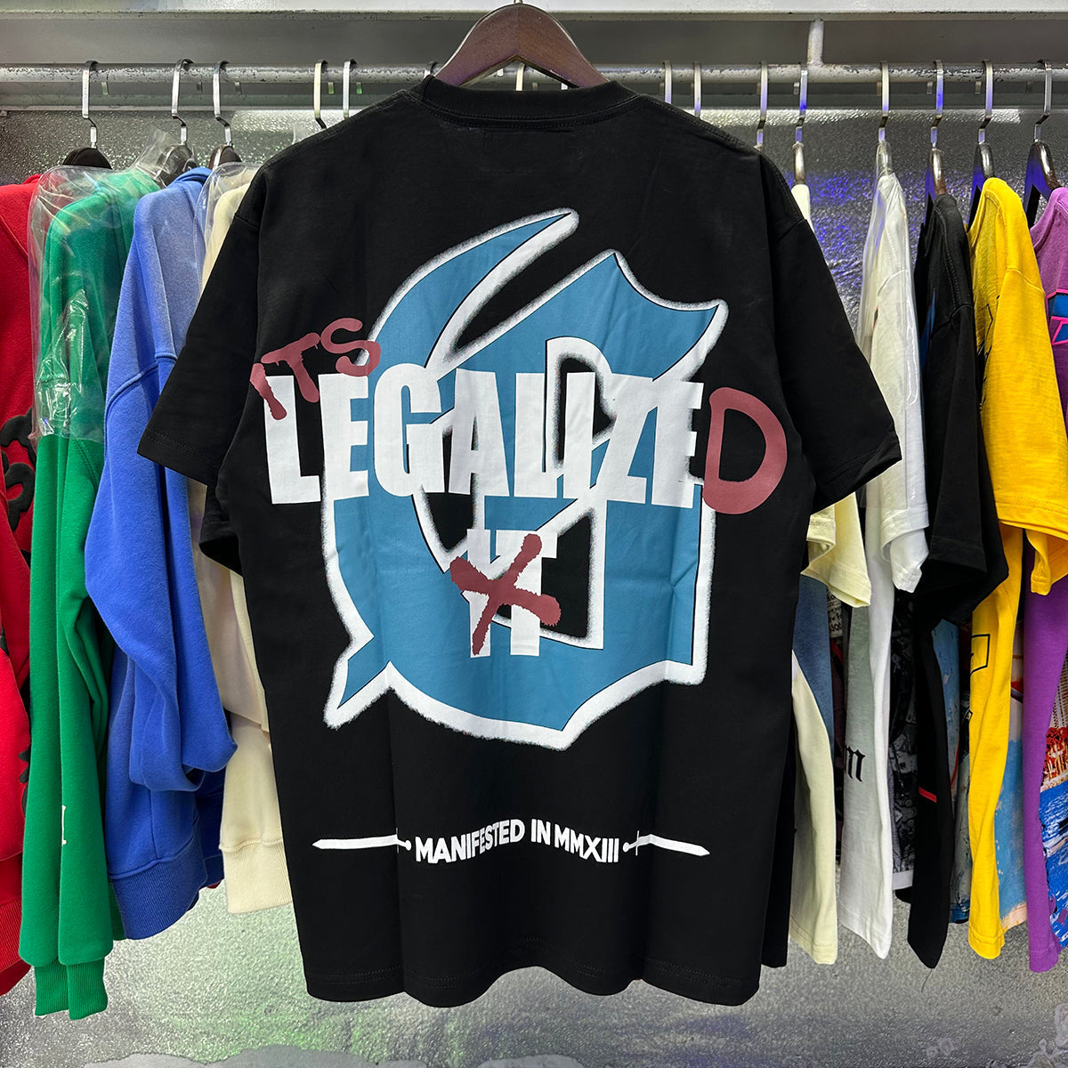 Godspeed T-shirts Blue Sky White Clouds Poppy Skull Planting Printing Cotton Casual Short Sleeves Men and Women